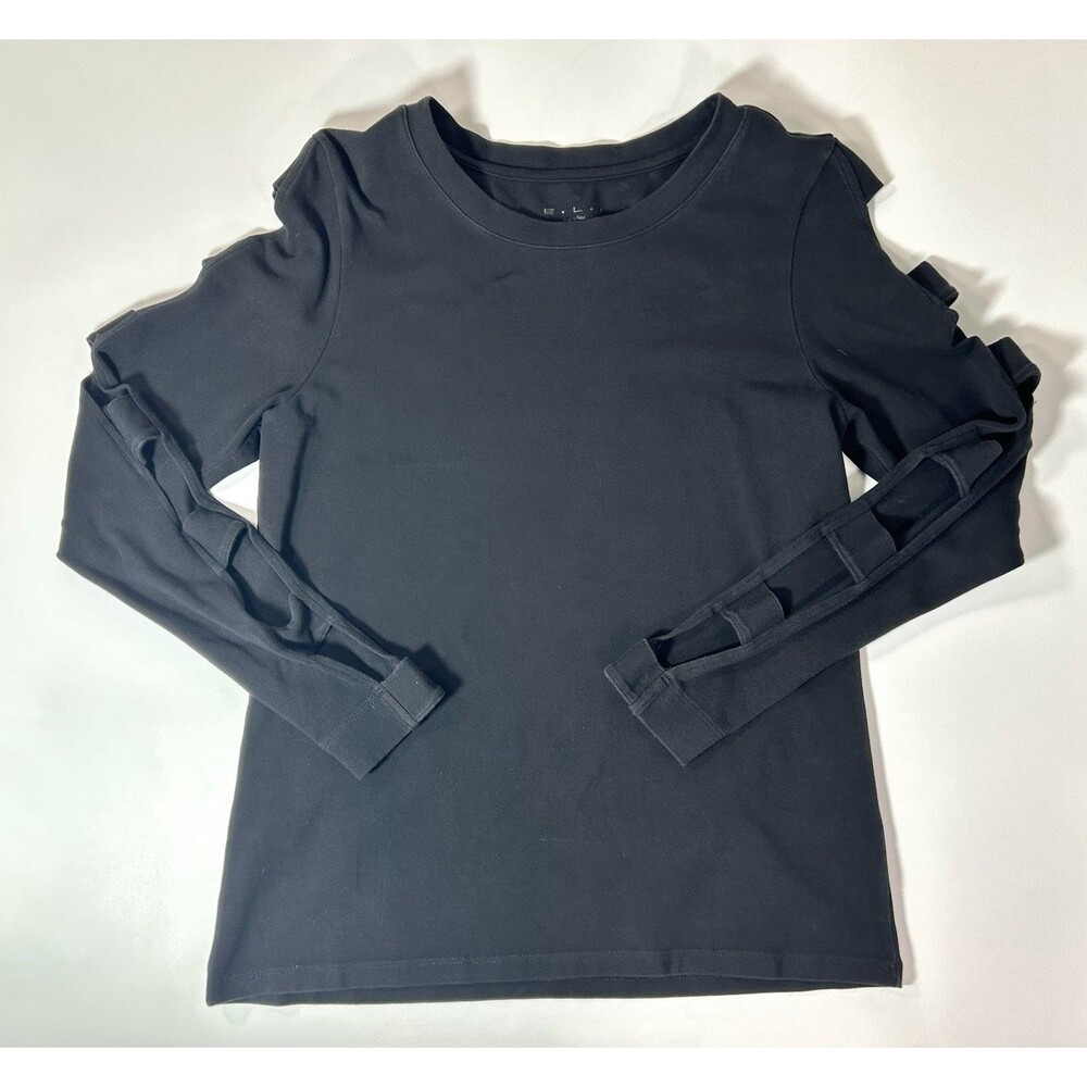 ELI Sz M Ladder Sleeve Cutout Long Sleeve Shirt Black Top Punk Rock Goth